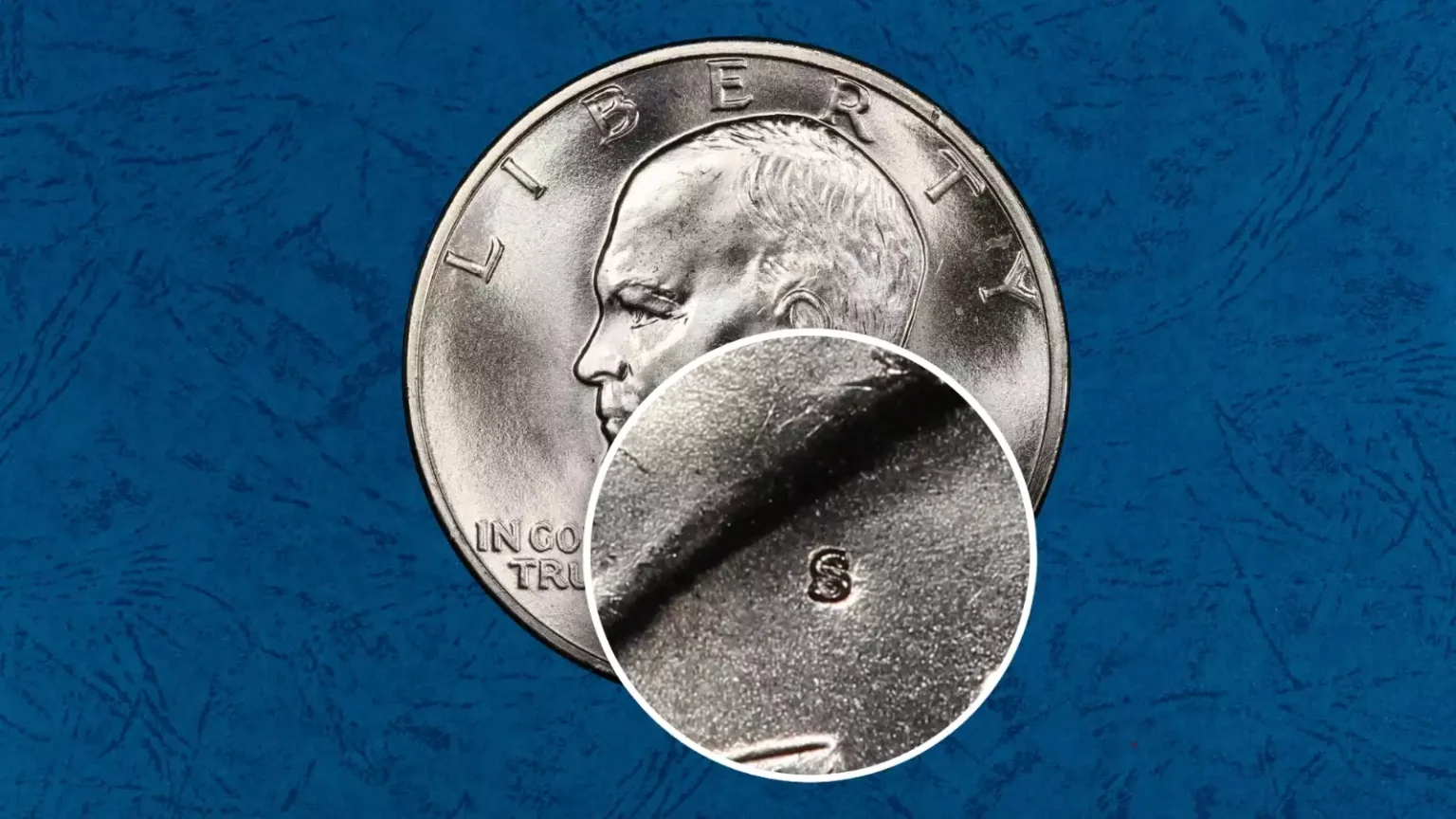 1971-S/S Repunched Mint Mark variety showing doubled S mint mark on Eisenhower dollar obverse